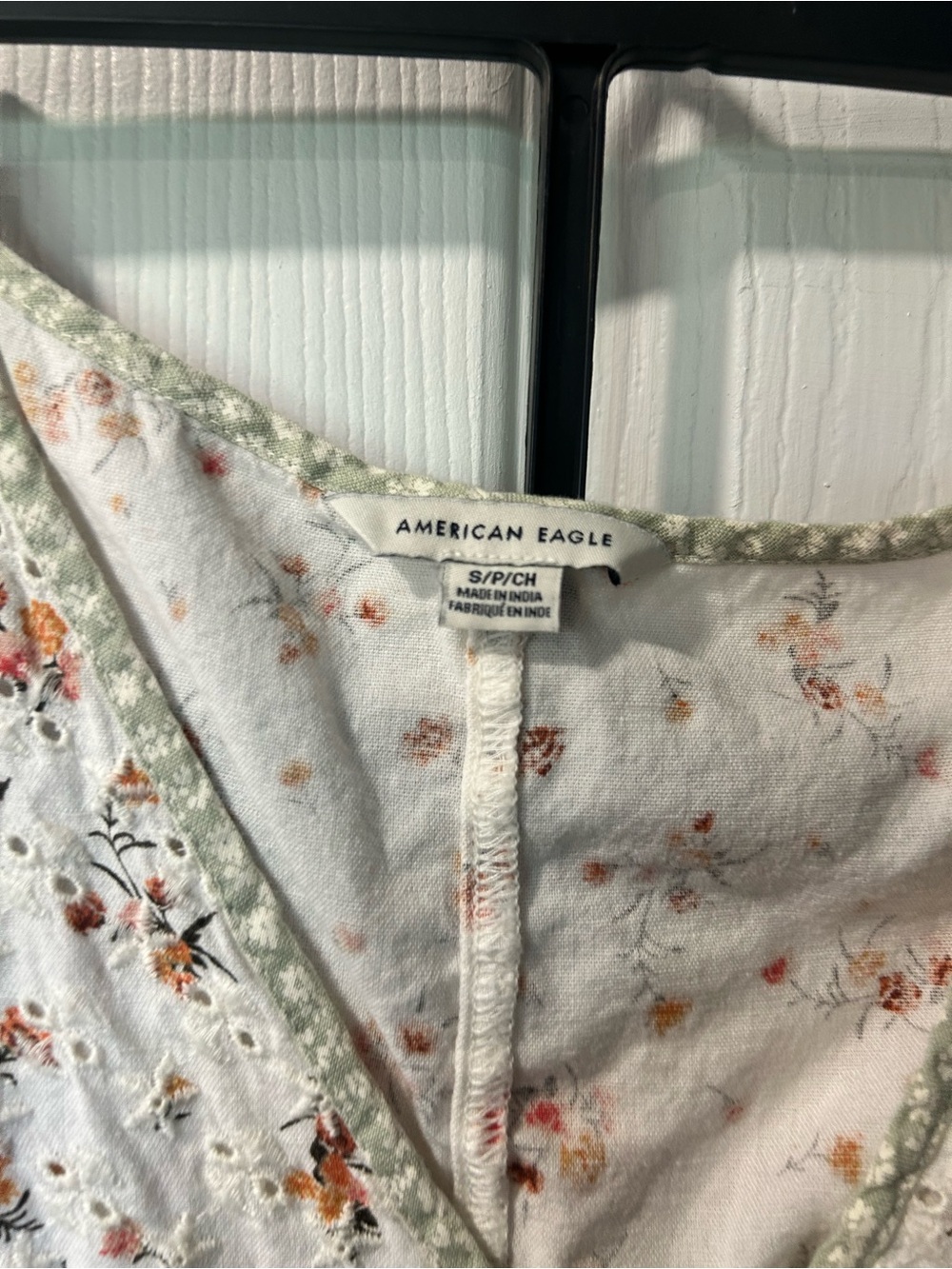 American Eagle Outfitters set with Mixed Floral Wrap Blouse and shorts - Picture 3 of 6